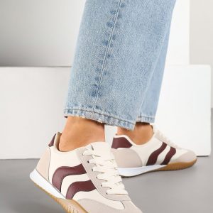 Beżowo - Bordowe Sneakersy